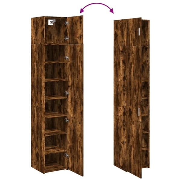 vidaXL skab 40x42,5x225 cm smalt konstrueret træ røget egetræsfarve
