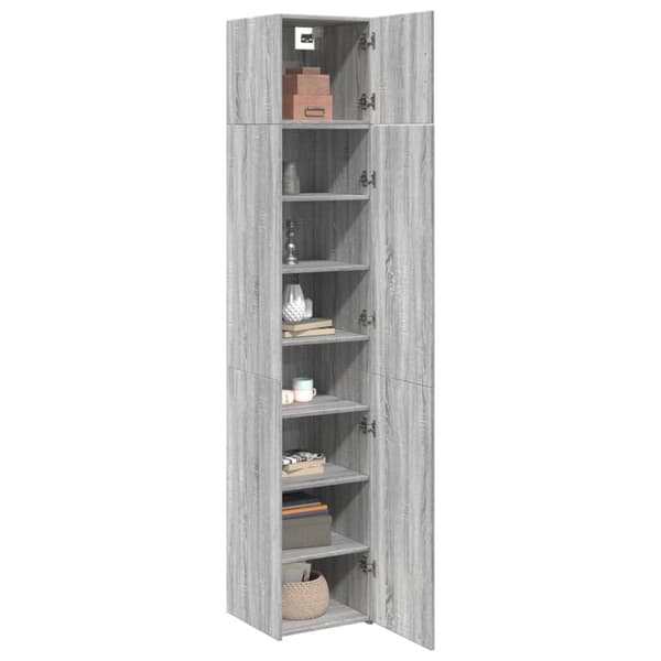 vidaXL skab 40x42,5x225 cm smalt konstrueret træ grå sonoma-eg