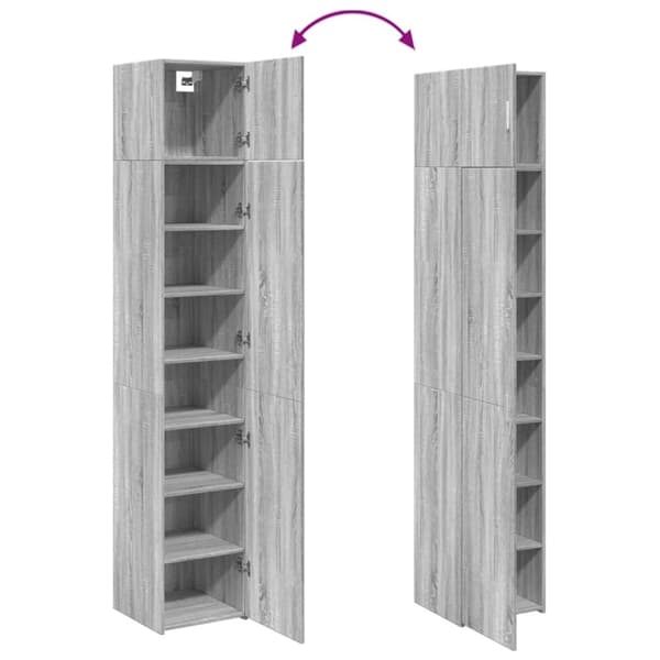 vidaXL skab 40x42,5x225 cm smalt konstrueret træ grå sonoma-eg