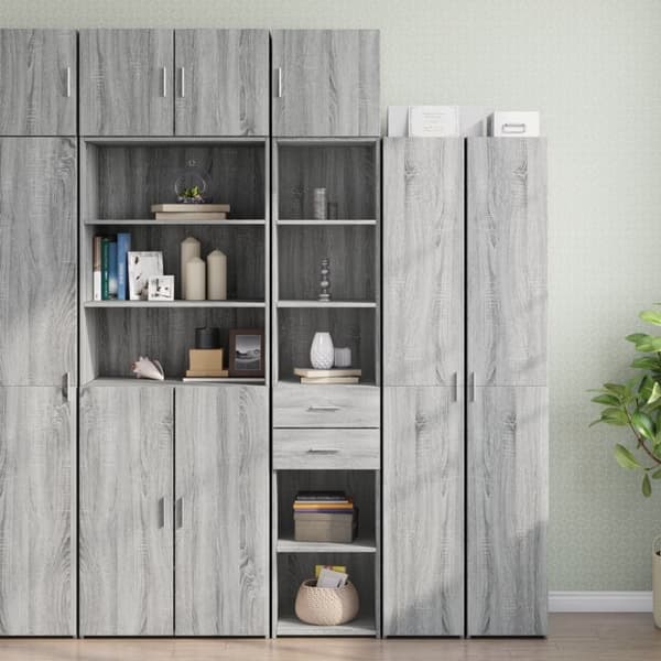 vidaXL skab 40x42,5x225 cm smalt konstrueret træ grå sonoma-eg