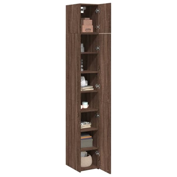 vidaXL skab 30x42,5x225 cm smalt konstrueret træ brun egetræsfarve