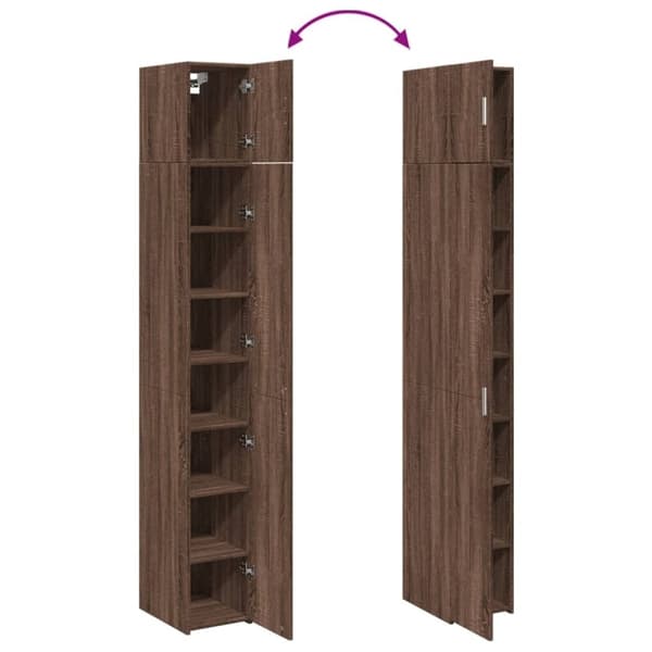 vidaXL skab 30x42,5x225 cm smalt konstrueret træ brun egetræsfarve
