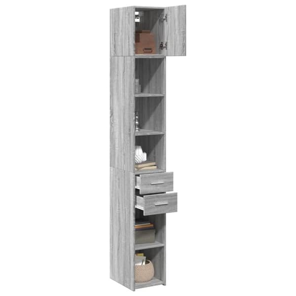 vidaXL skab 30x42,5x225 cm smalt konstrueret træ grå sonoma-eg