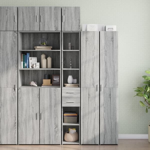 vidaXL skab 30x42,5x225 cm smalt konstrueret træ grå sonoma-eg