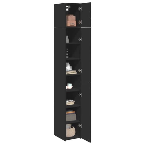 vidaXL skab 30x42,5x225 cm smalt konstrueret træ sort
