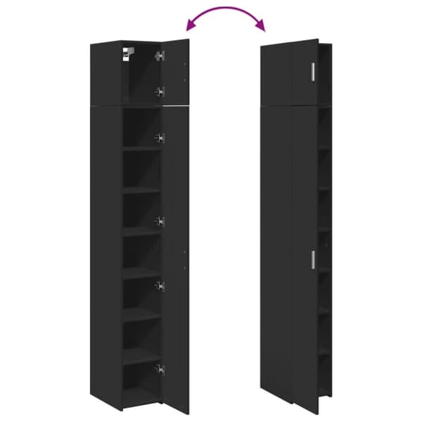 vidaXL skab 30x42,5x225 cm smalt konstrueret træ sort