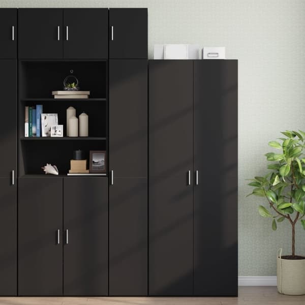 vidaXL skab 30x42,5x225 cm smalt konstrueret træ sort