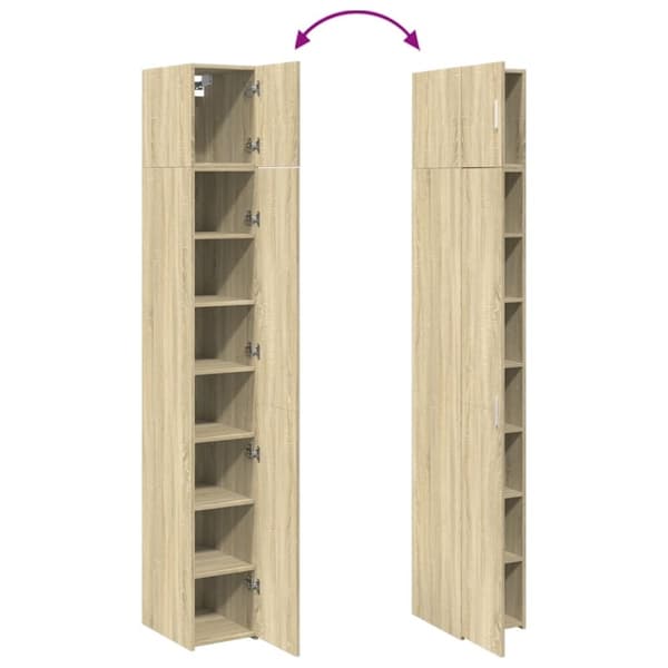 vidaXL skab 30x42,5x225 cm smalt konstrueret træ sonoma-eg