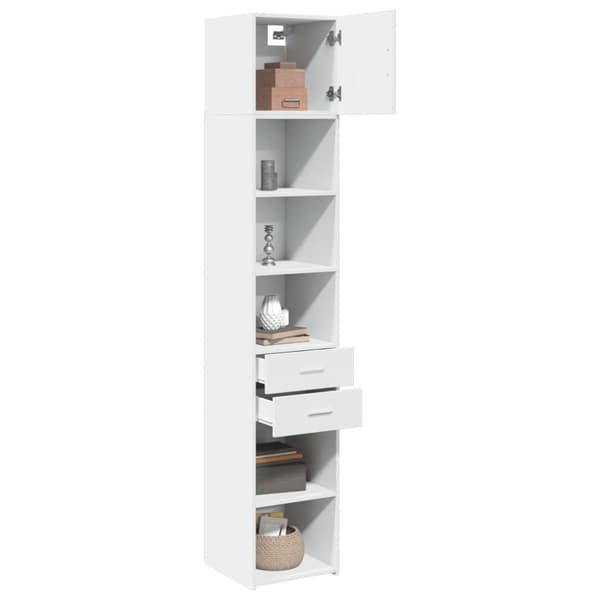 vidaXL Smalt oppbevaringsskap hvit 40x42,5x225 cm konstruert tre