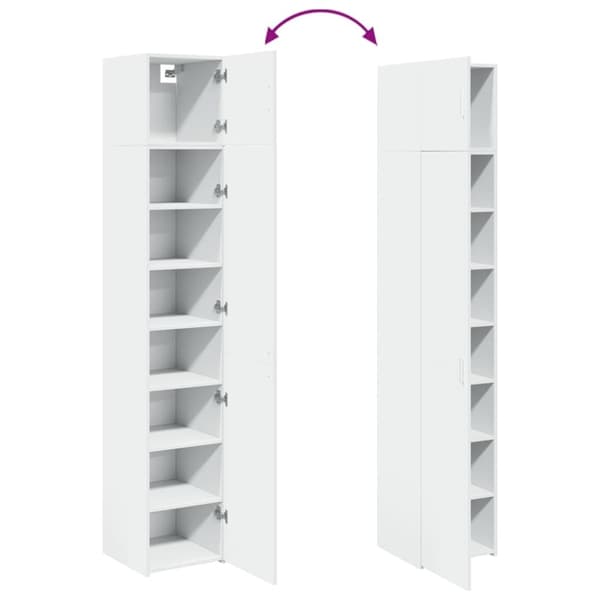 vidaXL Smalt oppbevaringsskap hvit 40x42,5x225 cm konstruert tre