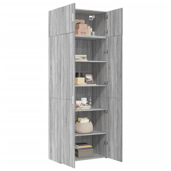 vidaXL skab 80x42,5x225 cm konstrueret træ grå sonoma-eg