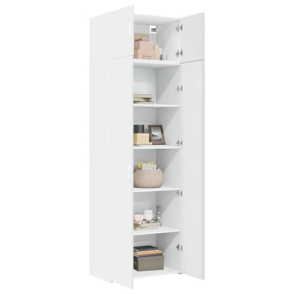 vidaXL Oppbevaringsskap hvit 70x42,5x225 cm konstruert tre