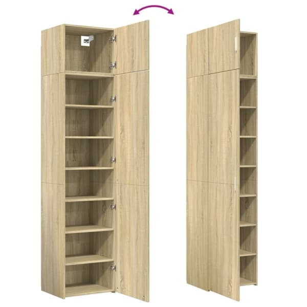 vidaXL Smalt oppbevaringsskap sonoma eik 50x42,5x225 cm konstruert tre