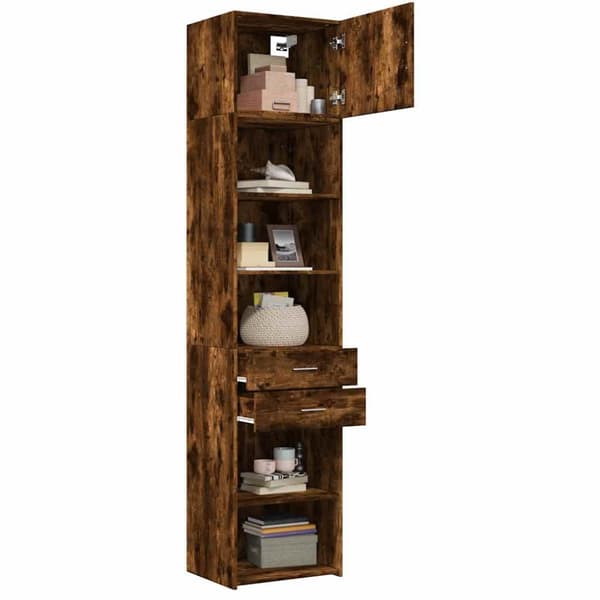 vidaXL Förvaringsskåp smalt rökfärgad ek 50x42,5x225cm konstruerat trä