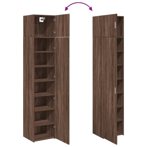 vidaXL skab 45x42,5x225 cm smalt konstrueret træ brun egetræsfarve