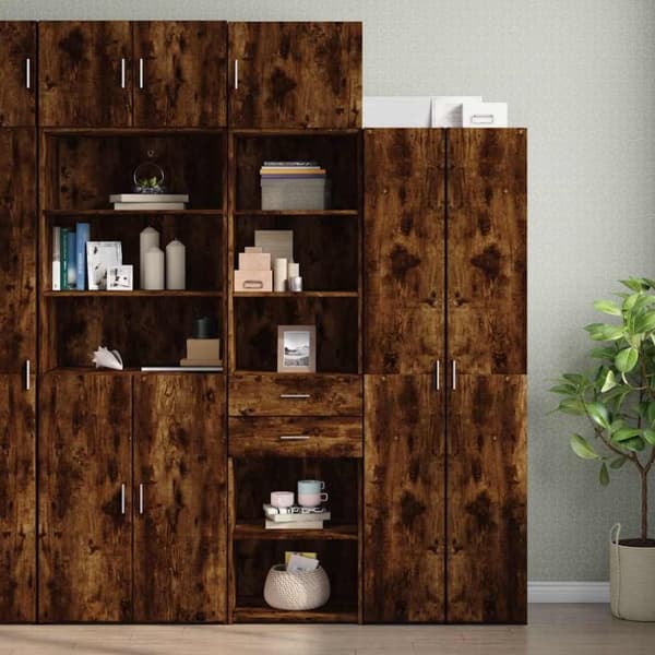 vidaXL skab 50x42,5x225 cm smalt konstrueret træ røget egetræsfarve
