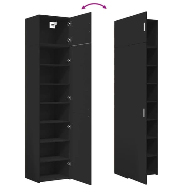 vidaXL skab 50x42,5x225 cm smalt konstrueret træ sort