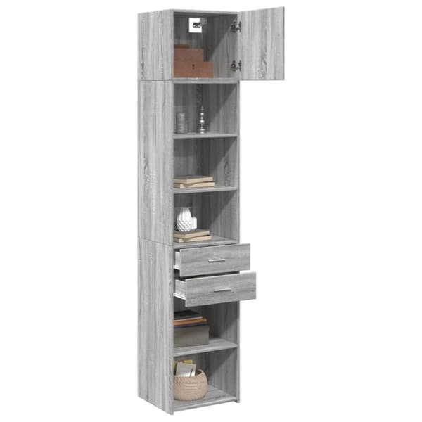 vidaXL skab 45x42,5x225 cm smalt konstrueret træ grå sonoma-eg
