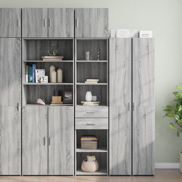 vidaXL skab 45x42,5x225 cm smalt konstrueret træ grå sonoma-eg