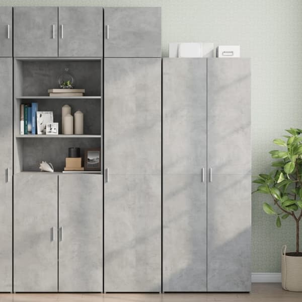 vidaXL Säilytyskaappi kapea betoninharmaa 45x42,5x225 cm tekninen puu