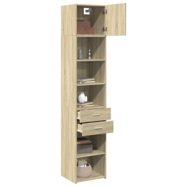 vidaXL Smalt oppbevaringsskap sonoma eik 45x42,5x225 cm konstruert tre