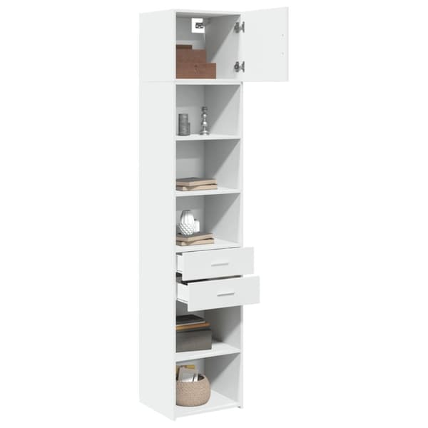 vidaXL Smalt oppbevaringsskap hvit 45x42,5x225 cm konstruert tre