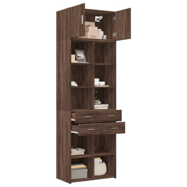 vidaXL Oppbevaringsskap brun eik 70x42,5x225 cm konstruert tre