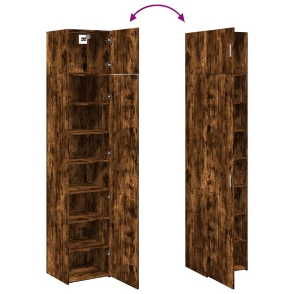 vidaXL Förvaringsskåp smalt rökfärgad ek 45x42,5x225cm konstruerat trä