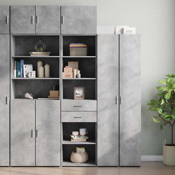 vidaXL Säilytyskaappi kapea betoninharmaa 50x42,5x225 cm tekninen puu