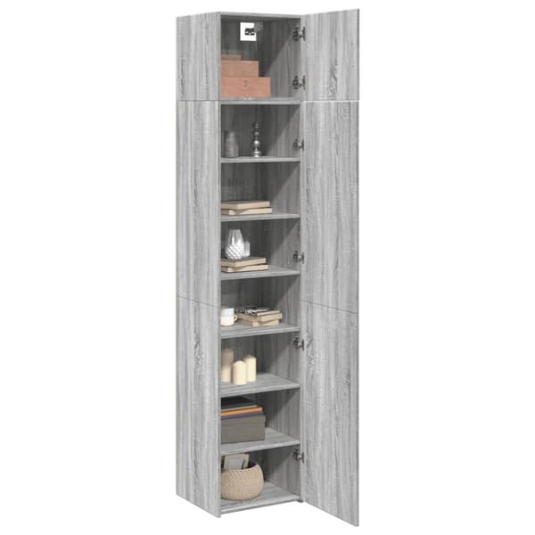 vidaXL skab 45x42,5x225 cm smalt konstrueret træ grå sonoma-eg