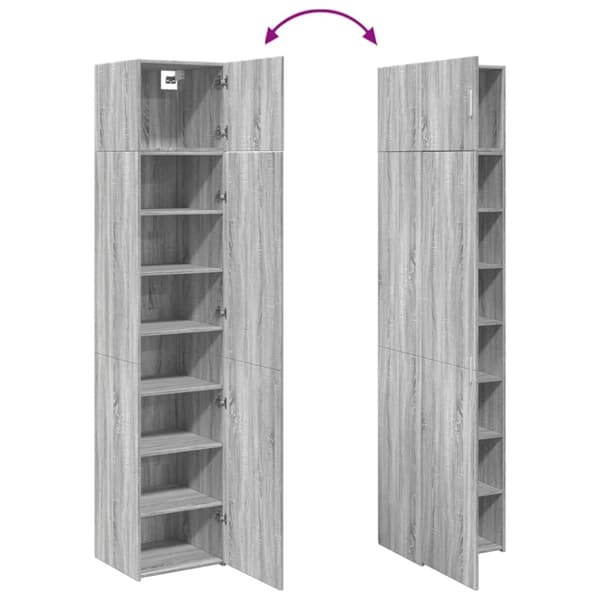 vidaXL skab 45x42,5x225 cm smalt konstrueret træ grå sonoma-eg