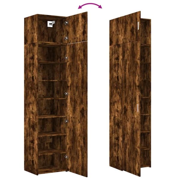 vidaXL skab 50x42,5x225 cm smalt konstrueret træ røget egetræsfarve