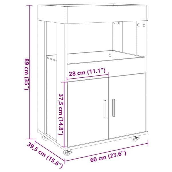 vidaXL barvogn 60x39,5x89 cm konstrueret træ hvid