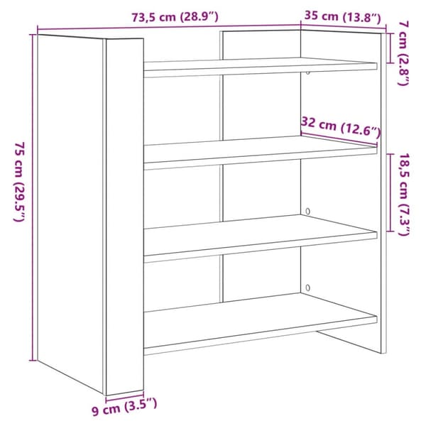 vidaXL Skjenk brun eik 73,5x35x75 cm konstruert tre