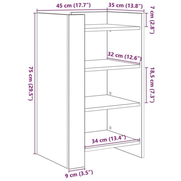 vidaXL skænk 45x35x75 cm konstrueret træ grå sonoma-eg