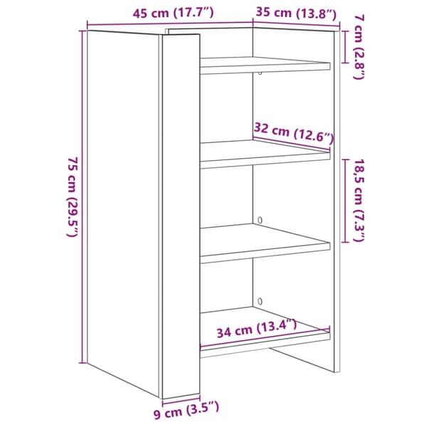 vidaXL skænk 45x35x75 cm konstrueret træ betongrå