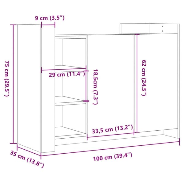 vidaXL Senkki savutammi 100x35x75 cm tekninen puu