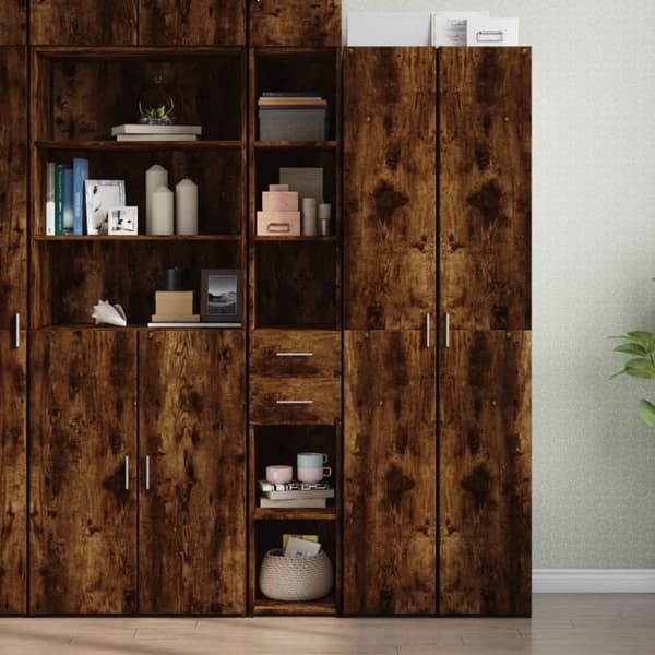 vidaXL reol 30x42,5x185 cm konstrueret træ røget egetræsfarve