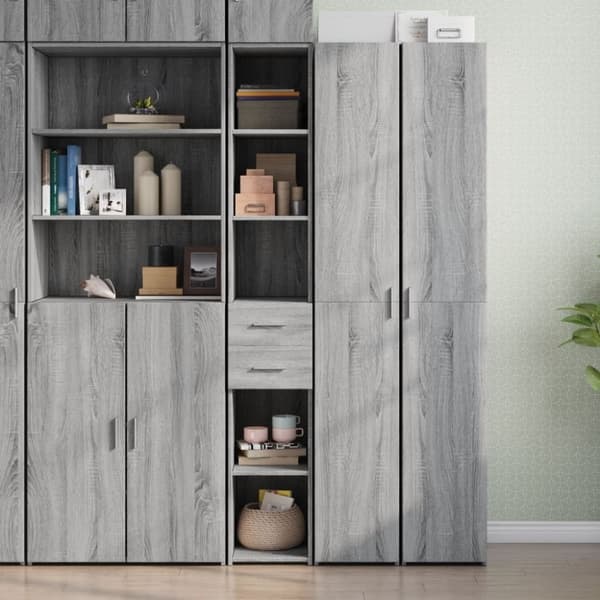 vidaXL Kaappi harmaa Sonoma 30x42,5x185 cm tekninen puu