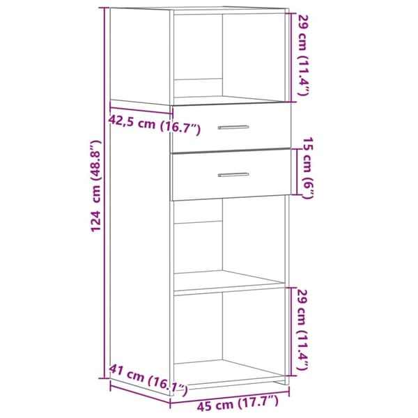 vidaXL højskab 45x42,5x124 cm konstrueret træ hvid