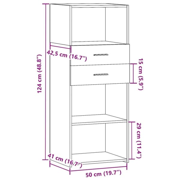 vidaXL højskab 50x42,5x124 cm konstrueret træ sonoma-eg
