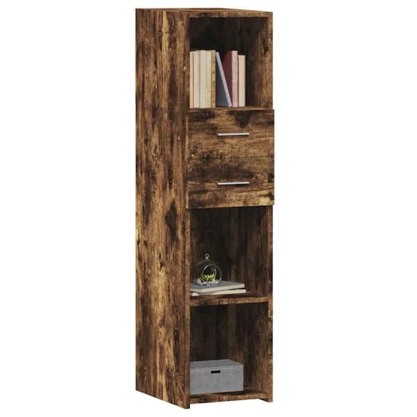 vidaXL højskab 30x42,5x124 cm konstrueret træ røget egetræsfarve