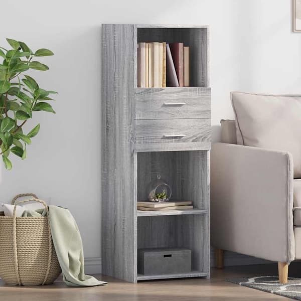 vidaXL højskab 40x42,5x124 cm konstrueret træ grå sonoma-eg