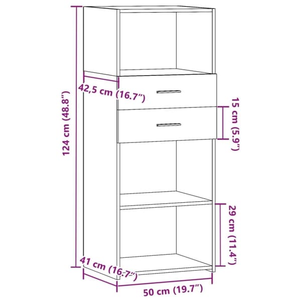 vidaXL højskab 50x42,5x124 cm konstrueret træ betongrå