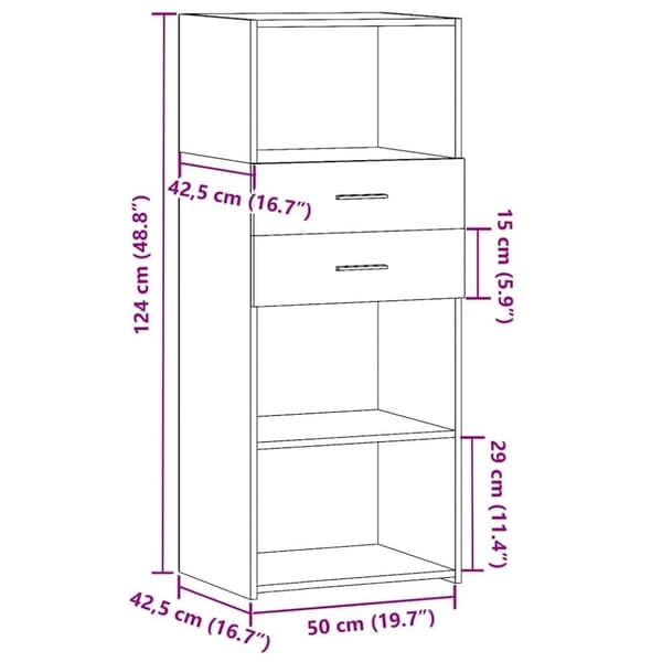 vidaXL Hylle hvit 50x42,5x124 cm konstruert tre