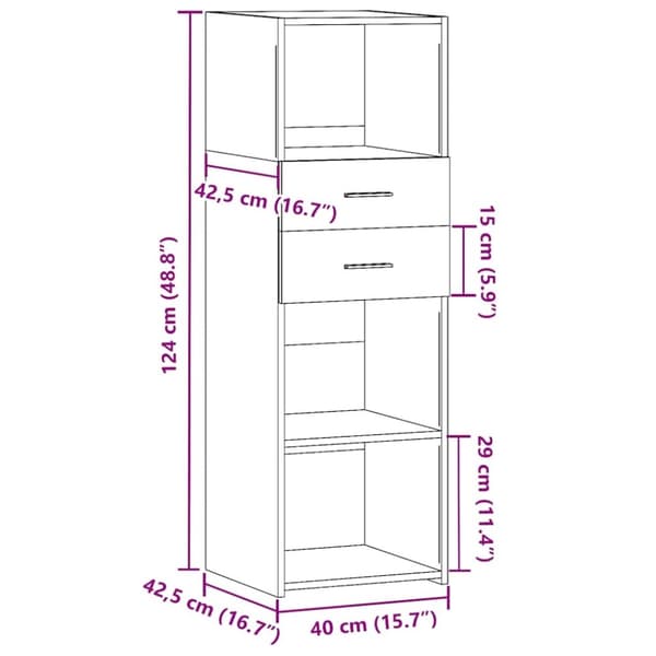 vidaXL Hylle røkt eik 40x42,5x124 cm konstruert tre