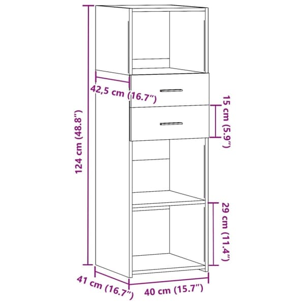vidaXL Hylle betonggrå 40x42,5x124 cm konstruert tre