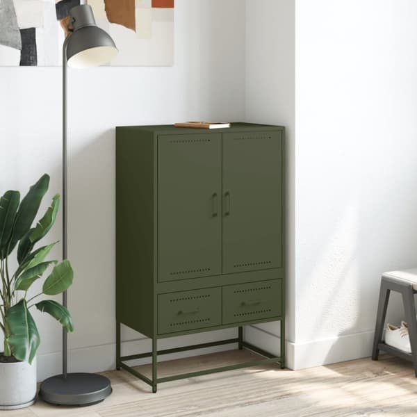 vidaXL højskab 68x39x111,5 cm stål olivengrøn