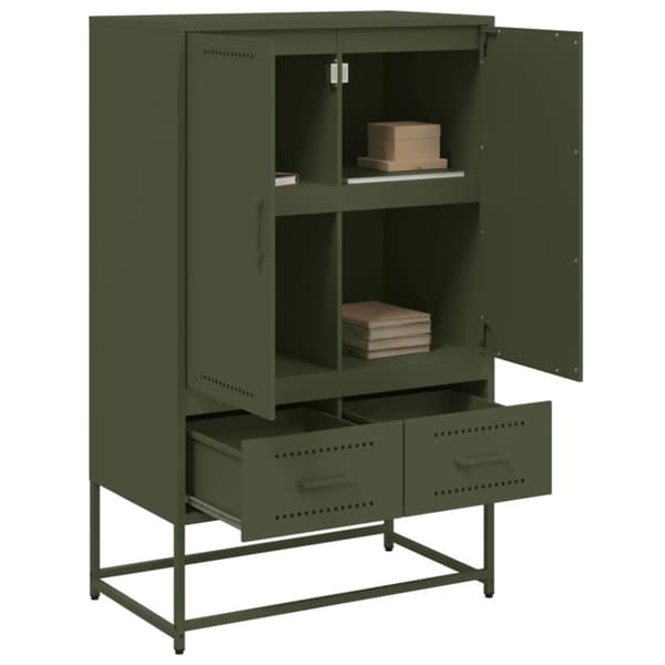 vidaXL højskab 68x39x111,5 cm stål olivengrøn