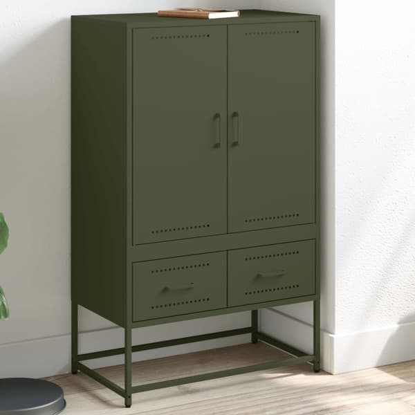 vidaXL højskab 68x39x111,5 cm stål olivengrøn